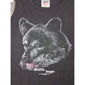 Oneita VTG Tank Mens M Black Bear Wildlife Images 90s Single Stitch USA Made